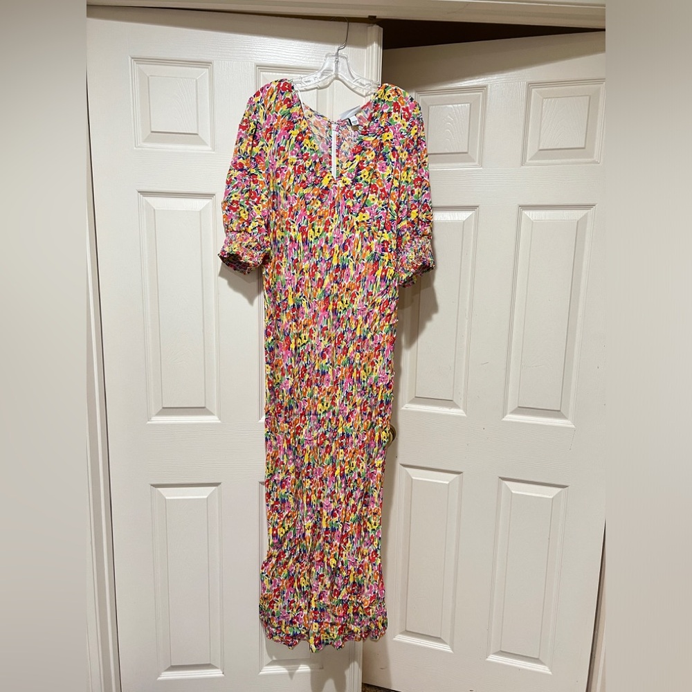 New‎ Rixo Multicolor Floral Puff Sleeve long Dress modest prairie cottagecore 16